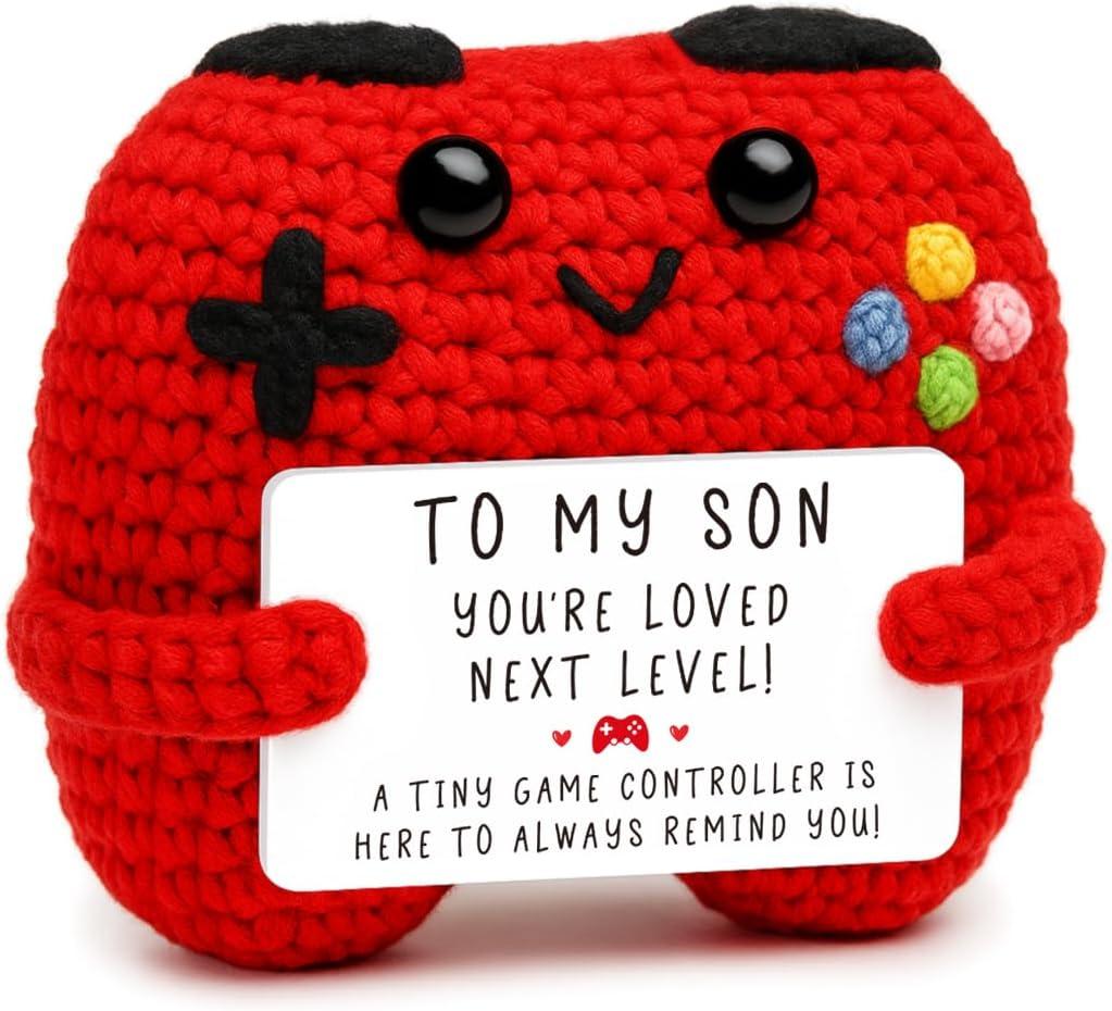 Crochet Game Controller Son Graduation Gifts from Mom Dad, Mothers Day Birthday Fathers Day Graduation Gifts for Son, Cute Handmade Crochet Game Controller Decor, Boy Room Decor for Bonus Son