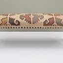 Acacia Wood Kilim Jute Fabric Decorative Upholstered Bench | Southwestern Pattern Wooden Ottoman with Turned KD Legs for Living Room, Bedroom, End of Bed, Hallway & Entryway