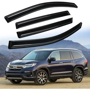 Tape-On Rain Guards Window Visor Fit for 2016-2022 Honda Pilot Window Vent Deflector Visors 4 Pcs-94557