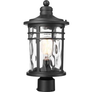 Darkaway Large Outdoor Post Lights Lamp Posts Outdoor Lighting, 17inch Aluminum Post Lights Outdoor Light Fixtures with Water Ripple Glass, Pole Light for Outside Patio Yard Garden, Large,1Pack