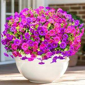 Artificial Flowers for Outdoors, 26 Bundles Fake Outdoor Flowers, UV Resistant Artificial Outdoor Plants & Flowers for Decoration, Colorful Morning Glory for Garden Porch Yard Patio, Purple & Fuchsia Artificial Flowers for Outdoors, 26 Bundles Fake Outdoor Flowers, UV Resistant Artificial Outdoor Plants & Flowers for Decoration, Colorful Morning Glory for Garden Porch Yard Patio, Purple & Fuchsia