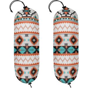 Aztec Western 2PC Reusable Plastic Bag Holders, Grocery Bag Organizer, Multicolor, Polyester, 20.5 x 8.7 Inch