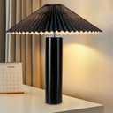 Elegant 45 Rotatable Ceramic Table Lamp (A15 Bulb Included), Pleated Flexible Light, Angle Control for Home, Office, Bedroom Decor - Modern Stylish Desk Lamp, Black