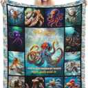 Octopus Blanket Octopus Decor Throw Blanket Super Soft Flannel Lightweight Fluffy Plush Fuzzy Fleece Ocean Blanket Gifts for Woman Girl Kids Boys for Bed Sofa Bedding 40"X50"