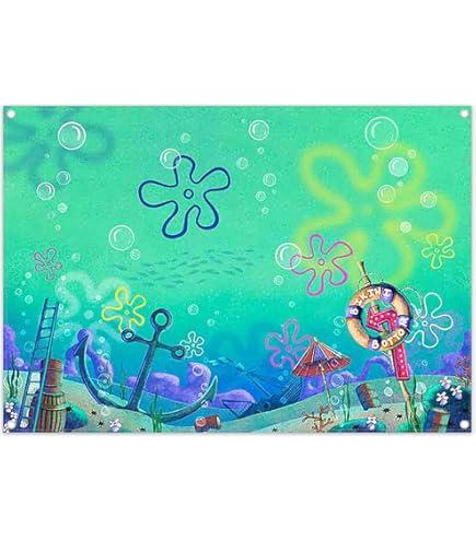 Banner Sea Creatures Art, Ocean Themed Indoor Outdoor Home Decoration, Summer Beach Party Supplies 60x80Inch