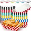 Mifoci 120 Pcs 1 lb Disposable Food Tray Checkered Paper Food Boats Colorful Burger Holder Paperboard Nacho Containers Nacho Plates Serving Dishes for Snacks Hot Dogs Sandwich Burger Chip Tacos Fries