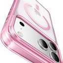 Shiny Interior Coating for iPhone 17 Pro Case with Pearl Strap, [Glossy Bumper & Magnetic Ring] [Compatible with Magsafe] Cute Women Girly Anti-Fingerprint Cover for 17 Pro, Pink