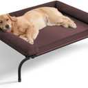 WESTERN HOME Cooling Elevated Dog Bed for Large Dogs, Outdoor Raised Dog Bed Portable Dog Cot Bed with Breathable Mesh, Chew Proof Pet Cots with Removable and Waterproof Bolster