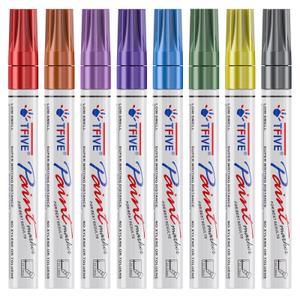 TFIVE Metallic Paint Markers - 8 Colors Oil Based Permanent Paint Pens, Waterproof, Non-Toxic, Medium Tip Metallic Markers for Black Paper, Metal, Glass, Rock, Plastic, Wood, Canvas, Ceramic, Pumpkin