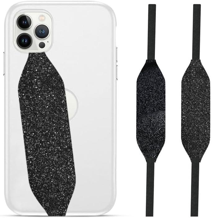 Switchbands Reversible Phone Loop | Pack of 2 | Phone Holder for iPhone & Android - Finger Cell Phone Grip - Phone Grip Straps - Wireless Charging Compatible - Elastic Phone Strap - Sparkle Black