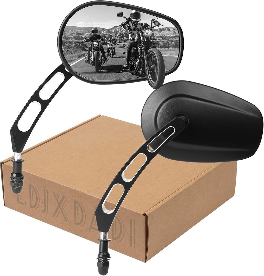 Black 8mm Rear View Mirrors for Touring Road Glide FLTRX Electra Glide FLHT Road King FLHR Street Glide FLHX Sportster Dyna Softail models 1982-2023
