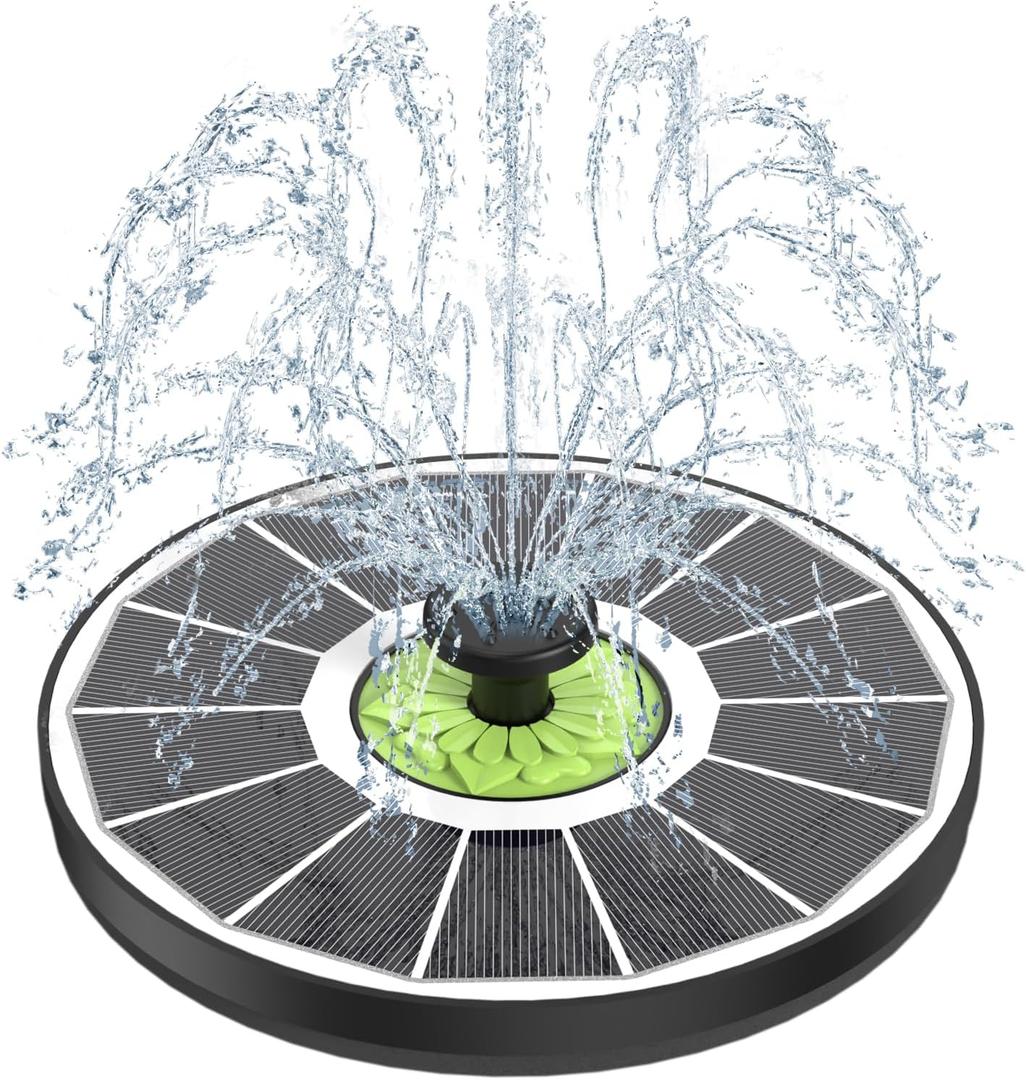 SZMP Solar Fountain 3.5W Bird Bath Fountains with Tender Green Flower Upgraded 100% Glass Panel, Solar Fountain Pump with 7 Nozzles, Solar Water Fountain for Hummingbirds, Garden, Pond (White)