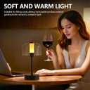 Black Rechargeable Cordless Table Lamp,Portable Modern LED Night Light,Battery Operated Lamp,3 Color Stepless Dimming Up,for Restaurant/Bedroom/Bars/Outdoor Party/Camping/Coffee Shop