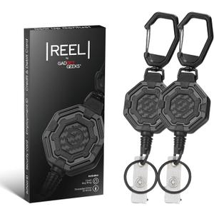 The Ultimate Retractable ID & Keychain Carabiner Big Clip, 32 Steel Cord, Unbeatable Durability - Perfect for Office, School, Hospital, Construction, Recreation, 8oz, 2 Pack