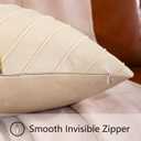 Cream Pillow Covers 18 x 18 Pack of 2 with Gold Leather Soft Velvet Throw Pillow Covers Decorative Couch Pillow Cover Luxury Modern Pillowcases Spring Summer Home Decor for Sofa Bed Living Room