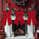 Suncalla 3 Pack Velvet Christmas Bow Decoration 2 ft Large Fireplace Bow Christmas Tree Topper for Xmas Home Wreath Front Door Porch Wedding Coquette Birthday Party Decor(Red)