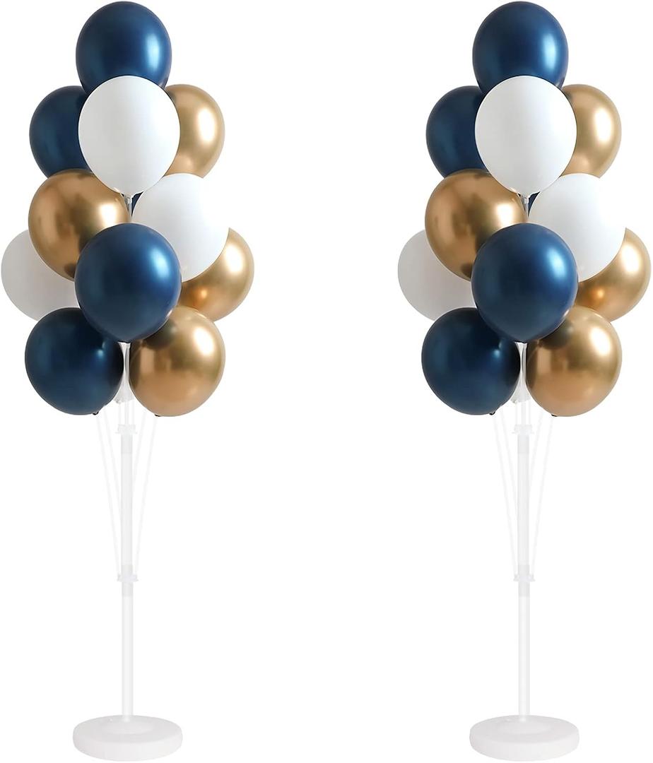 Balloon Column Kit for Floor- Set of 2,Balloon Columns with Stand, Base and Pole,Balloon Tower Backdrop Decoration for Wedding, Baby Shower, Birthday Party, or Bachelorette Parties (BLUE GOLD), 62 Inch