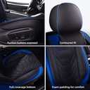 FREESOO Car Seat Covers Leather Seat Cover Full Set Automotive Seat Cover Protector Accessories Airbag Compatible Universal Fit for 5 Seats (Black Blue 8)
