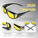 Night Driving Glasses Night Vision Glasses Fit Over Glasses Polarized Anti-Glare UV400 Gift for Men Women (Night Vision (Yellow Lens / Glossy Black Frame))