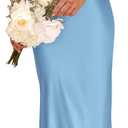 PRETTYGARDEN Women's 2 Piece Satin Outfits Summer Sleeveless Mock Neck Crop Tops and Long Skirt Dress Sets (L)