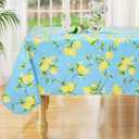 misaya Rectangle Waterproof Vinyl Table Cloth, Wipeable Tablecloth with Flannel Backing, Plastic Table Cover for Dinner, Picnic, Indoor and Outdoor (Lemon, 60" x 84")