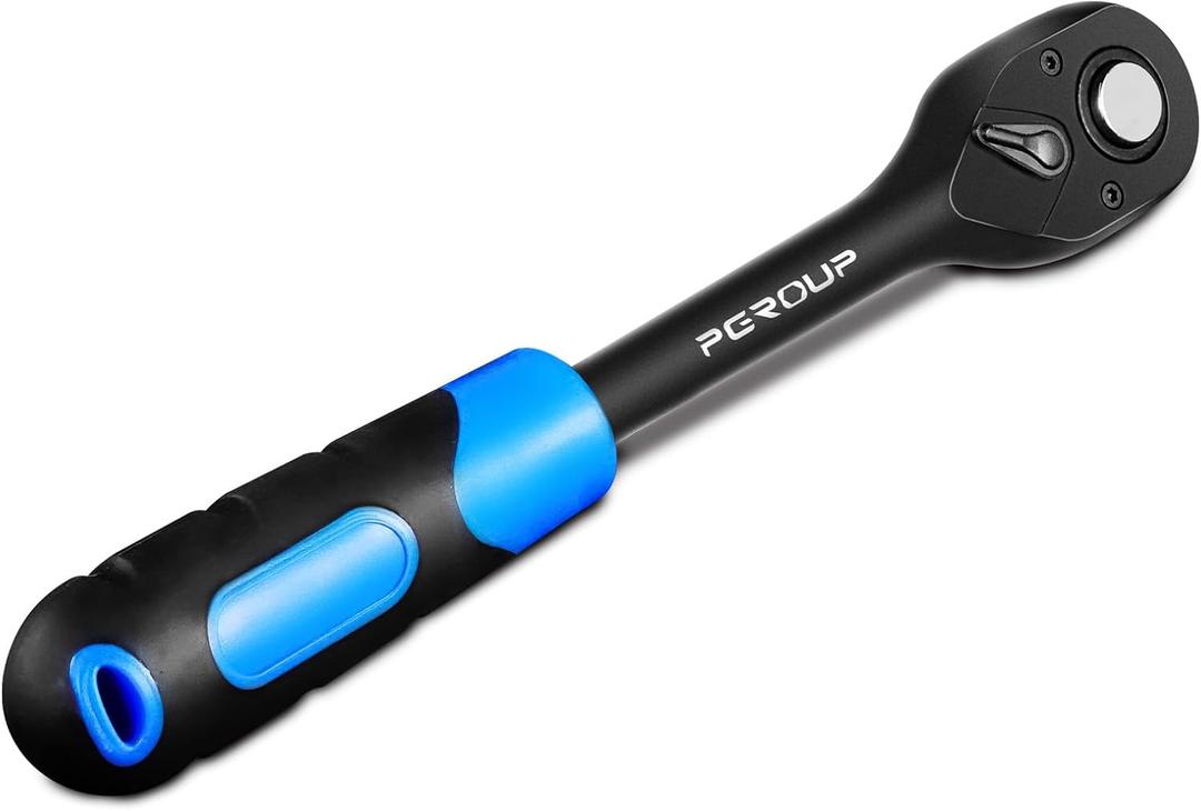 1/2" Drive 90 Tooth Ratchet Wrench, Quick Release Ratchet Wrench with Ergonomic Rubber Handle, 4-Degree Swing Reversible Ratchet, Chrome Alloy Made