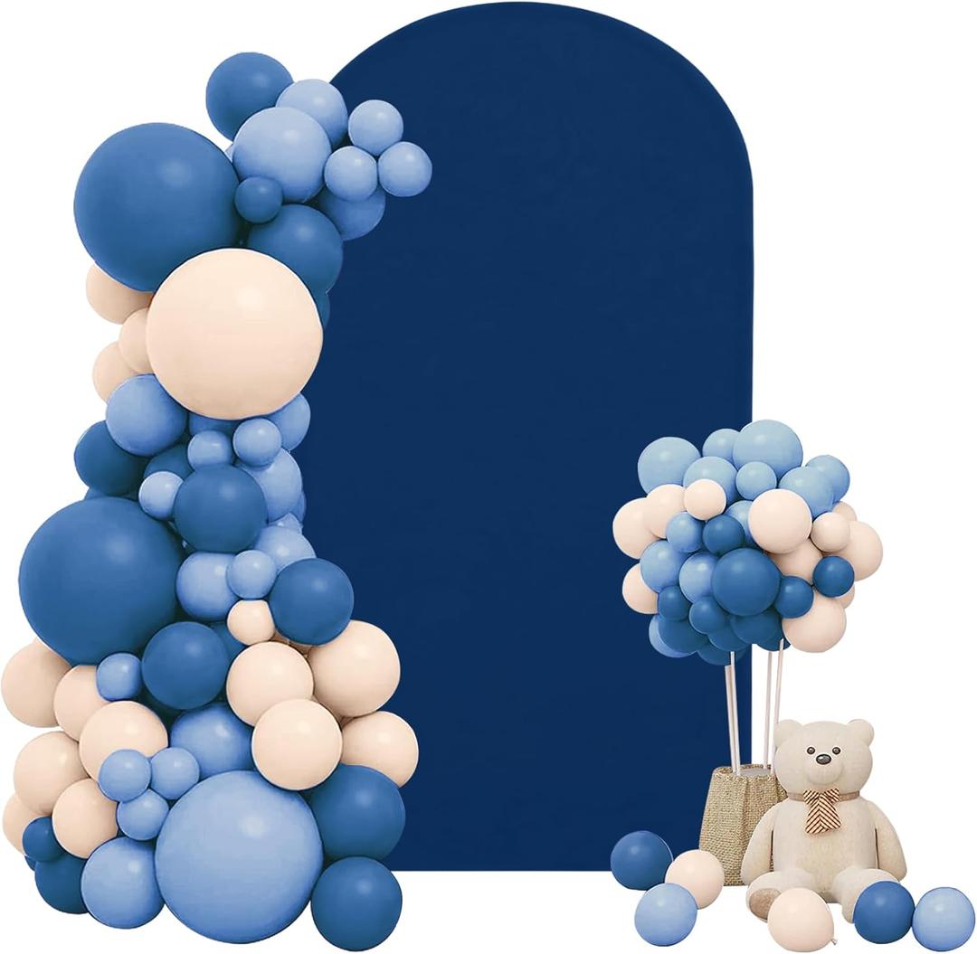 7.2FT Wedding Arch Cover Stretchy Fitted Arch Cover Round Top Stand Covers Double-Side Chiara Cover Backdrop Cover for Wedding Birthday Party Ceremony Baby Shower Decoration(Navy Blue)