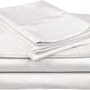 ARlinen 100% Cotton Waterbed Sheet Set with Attached Top and Bottom  Queen Size, Deep Pocket Fits Up to 15", White Solid