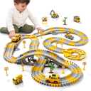 iHaHa Toddlers Construction Race Tracks Toys Gifts for 3 4 5 6 Years Old Boys Kids, 2PCS Electric Race Cars & 4 PCS Construction Trucks, Birthday Gift Toys for Boys 2 3 4 5 6+