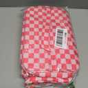 Bagmoly Large Checkered Makeup Bag, Travel Makeup Bag Organizer for Women Girls with Makeup Brush Compartment & Two Side Pockets, Cosmetic Travel Bag Vertical Storage Toiletry Bag- Hotpink
