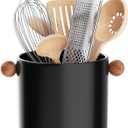Utensil Holder,5.4"Ceramic Kitchen Utensil Holder for Countertop,Large Cooking Utensil Crocks,Modern Spatula Holder with Detachable Knob for Counter,BlackB