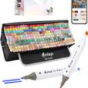YHC 280 Colors Alcohol Markers with Free APP, Alcohol-Based Dual Chisel & Fine Tips Markers with Kickstand Case for Adult Coloring, Drawing, Painting and Sketching, Great Gift Idea for Artists
