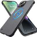 Magnetic Ultra-Thin Frosted Soft Touch Skin Borderless Carbon Fiber Bump Texture for iPhone 14 Case 6.1" Slim Minimalist Lightweight Frameless Matte Hard for MagSafe Cover Case-Black