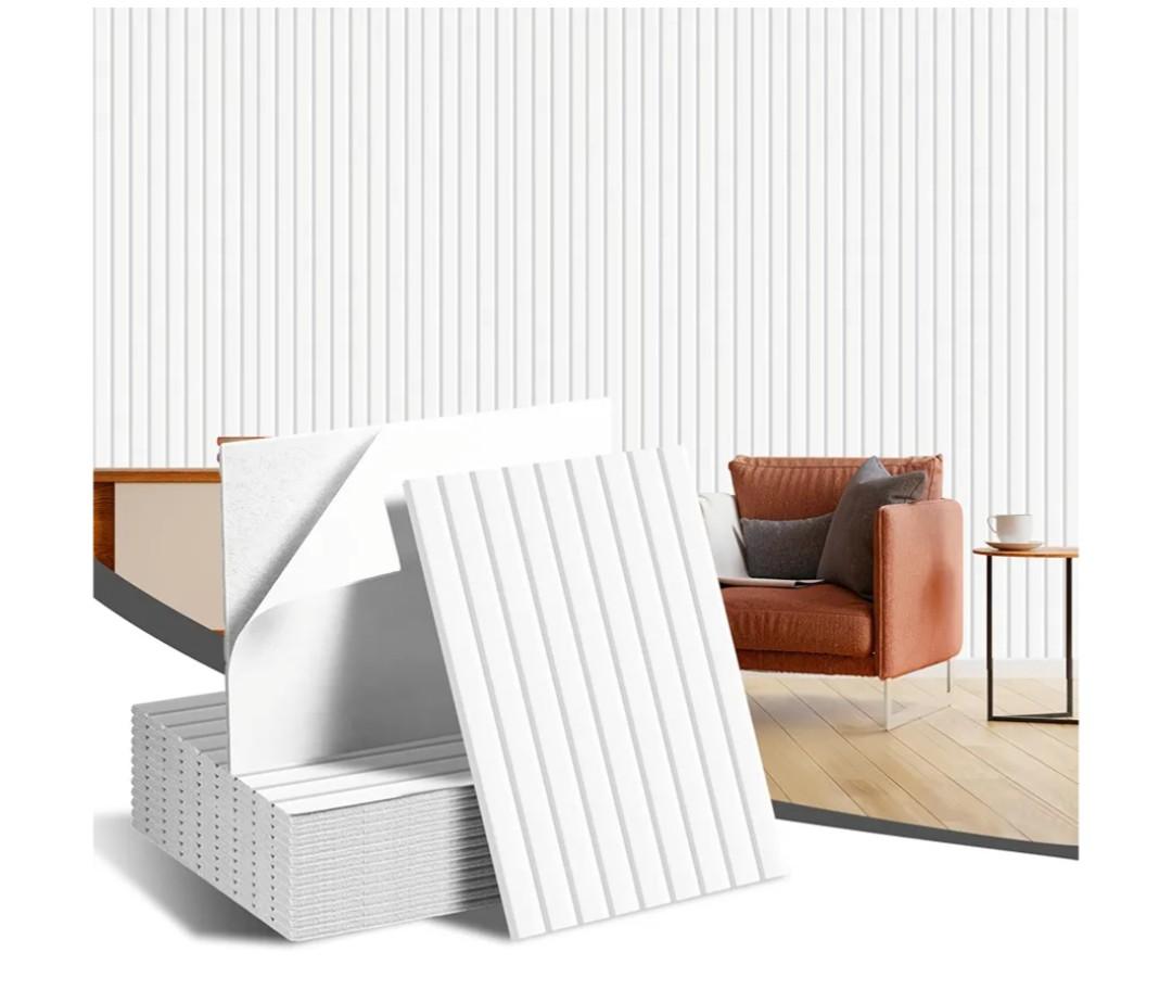 Art3d 6-Pack Self-Adhesive Acoustic Wall Panels for Home Décor, 24 x 24 Inch Soundproofing Panels for Office Studio Bedroom - High Noise Absorption Polyester Fiber, White