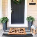 Black and White Striped Outdoor Rug Halloween Door Mat 27.5" x 43" Front Porch Rug Farmhouse Fall Layered Door Welcome Mat for Entryway/Home Entrance/Laundry Room