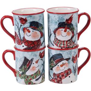 Watercolor Snowman 16 oz. Mugs, Set of 4 Assorted Designs