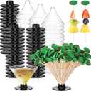 Remerry 70 Plastic Martini Glasses and 150 Olive Cocktail Picks Set 5 oz Disposable Plastic Martini Cups Clear Mini Dessert Glasses for Weddings Party Wine Appetizers Food(Black)
