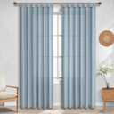Grey Blue Curtains 84 Inch Length for Bedroom 2 Panels Set Tab Top Light Filtering Semi Sheer Linen Textured Country Blue Farmhouse Curtains for Living Room Dining Dusty Blue Gray Drapes 52x84 Long
