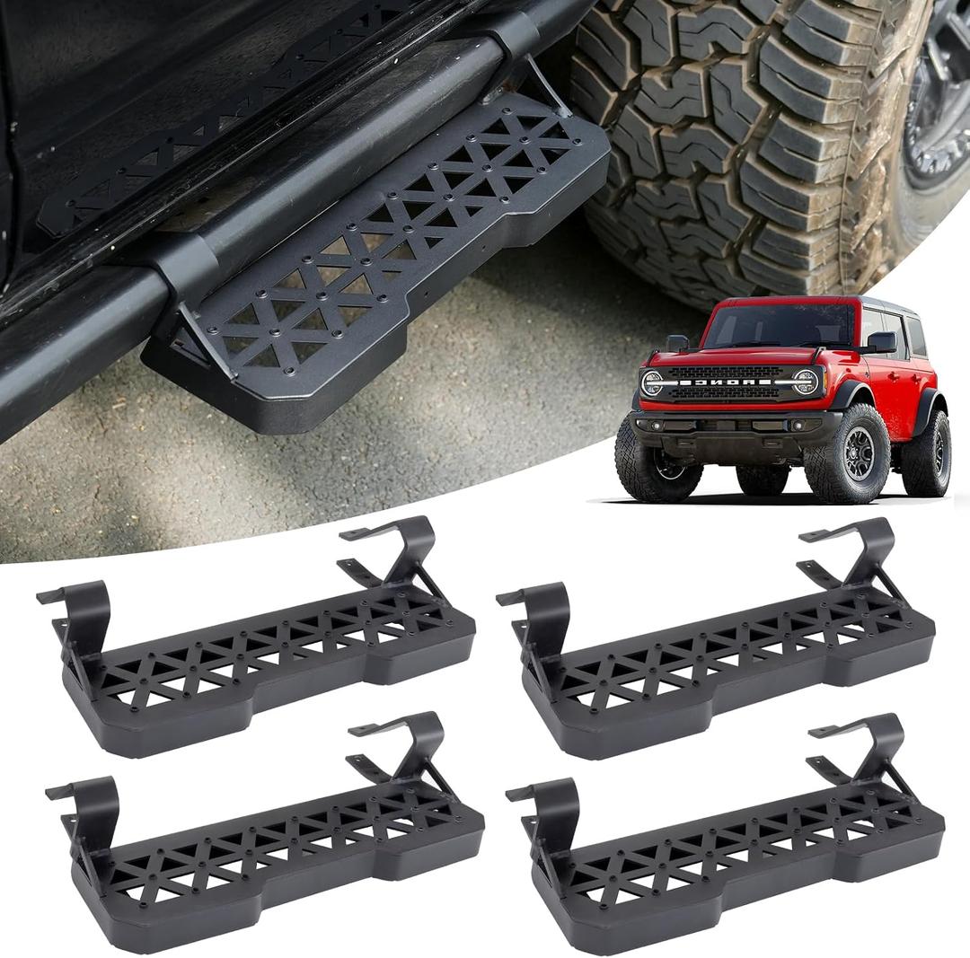 4PCS Z-Steps Add-On Running Boards for Ford Bronco 2021-2025 with Rock Rail Side Steps 4-Doors Accessories(Not Fit Raptor or Sport)