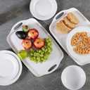 Large Serving Tray with Handle, 19x12 Rectangular Melamine Serving Platters, Set of 2, Kitchen Food and BBQ ServingTray, Breakfast Tray, Dishwasher Safe, Bright White