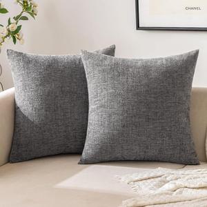 20x20 Inch Pillow CoversPack of 2 Soft Chenille Decorative Couch Pillow Covers Farmhouse Solid Dyed Square Pillowcases for Sofa Bed Gray(Only Covers)