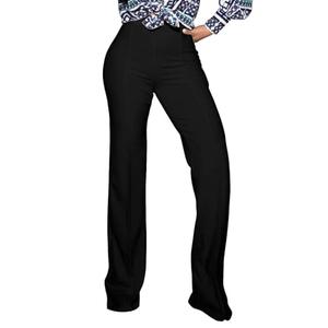 PINSV Women's High Waisted Stretchy Bootcut Pull On Dress Pants Casual Work Pants 3257 Black S