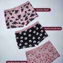 Morvia 3pcs Women Gothic Halloween Skulls Print Contrast Binding Boyshorts Underwear Elastic Waist Intimates Panties (Pink, S)