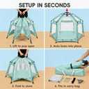 Palopalo Mint Green Pop Up Baby Beach Tent - UPF50+ Sun Protection Canopy & Mosquito Net, Instant Setup Portable Playpen for Indoor & Outdoor Play, Lightweight Pack and Play Yard 59" wide x 43" tall