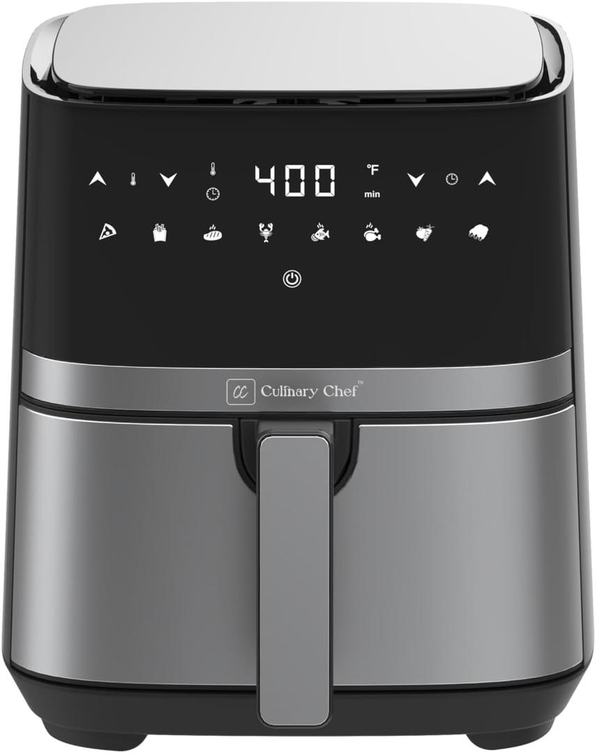 5.8-Quart Electric Air Fryer, Adjustable Temperature, Touch Panel Control, One-Touch Cook Functions, and 360 Rapid Cooking, 1350 Watt Power