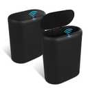 Naisu 4 Gallon Automatic Sensor Trash Can with Lid, 2 Pack Sealed Slim Design Waterproof Bathroom & Kitchen Garbage Bin, Motion Sensor Technology, Ideal for Small Spaces (Black)