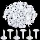 1 3/8 '' Vapor Barrier Christmas Tree Fasteners for Crawlspace Poly Liners Encapsulations Covers White Push Plastic Foam Board Fasteners (150 Pcs)