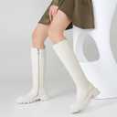 Women's Knee High Boots Fashion Platform Lug Sole Tall Riding Boots Comfortable Stretch Calf Dress Long Boots (7.5)