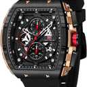 Mini Focus Men's Watch Fashion Sport Wrist Watches (Chronograph/Waterproof/Luminous/Calendar) Silicon Strap Quartz Watch for Men (Black_Golden)