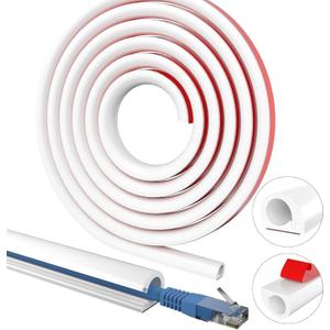 118in Wall Cable Hider, Flexible Wire Cord Management Self-Adhesive Cord Covers for Wires on Wall, Side Open One Cord Cable Raceway Wire Cover for Cords, HDMI Cord Hider for Wall Mount TV